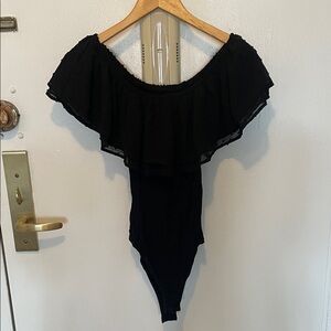 Miami Black Ruffled Bodysuit